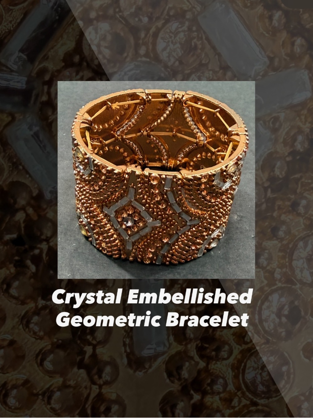 EUC Crystal Embellished Geometric Stretch Bracelet